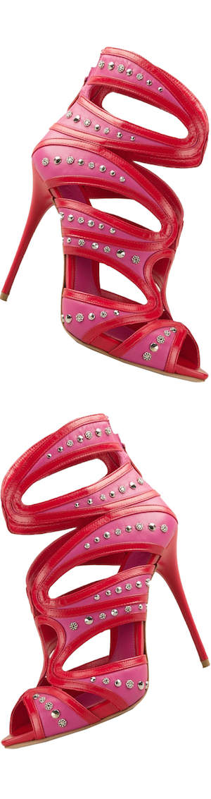 ALEXANDER MCQUEEN Cut Out Sandals in Pink/Red