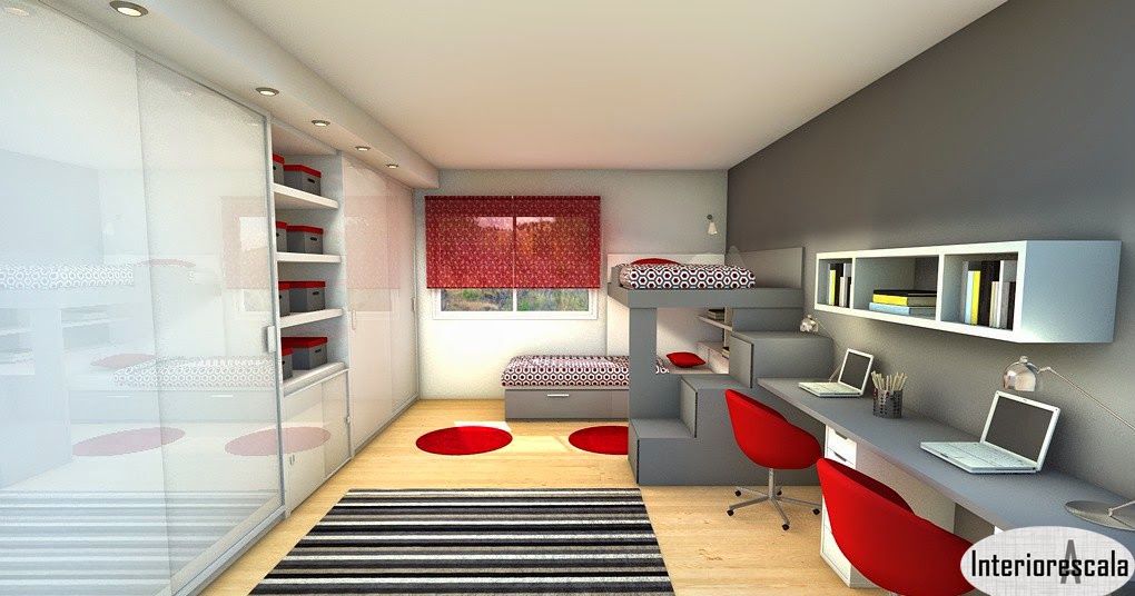 interioresaescala: DORMITORIO PARA 2