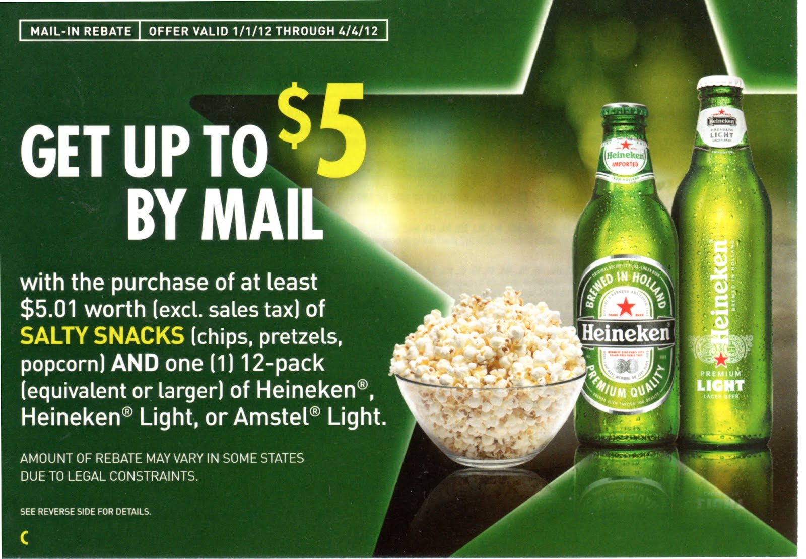 Coupon STL Heineken Beer Rebate 5 On Salty Snacks