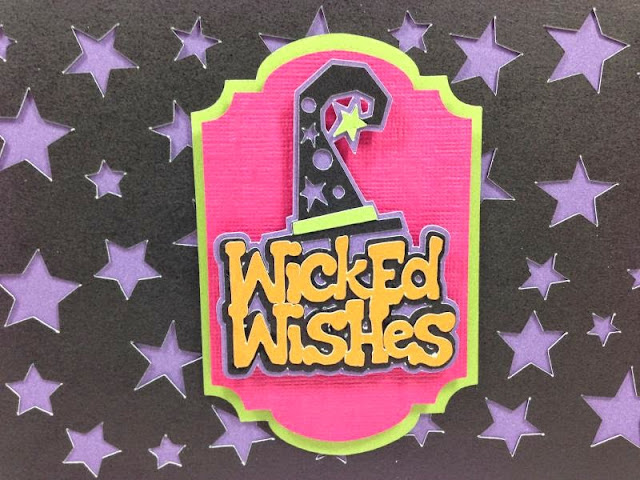 Cricut Artfully Sent Cricut cartridge Wicked Wishes card closeup