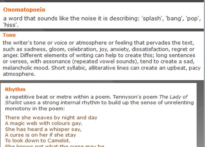 Mr Banwell Year 10 English Poetic devices