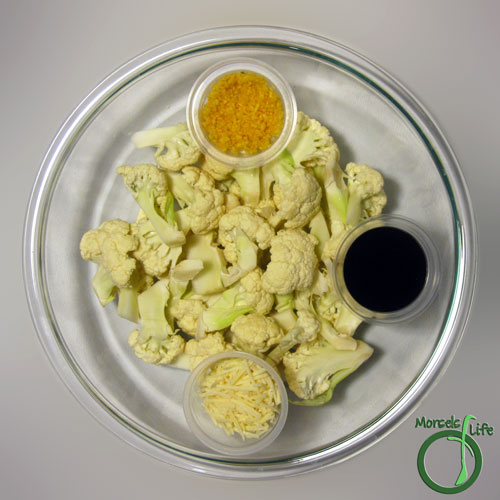 Morsels of Life - Balsamic Parmesan Roasted Cauliflower Step 1 - Gather all materials. 