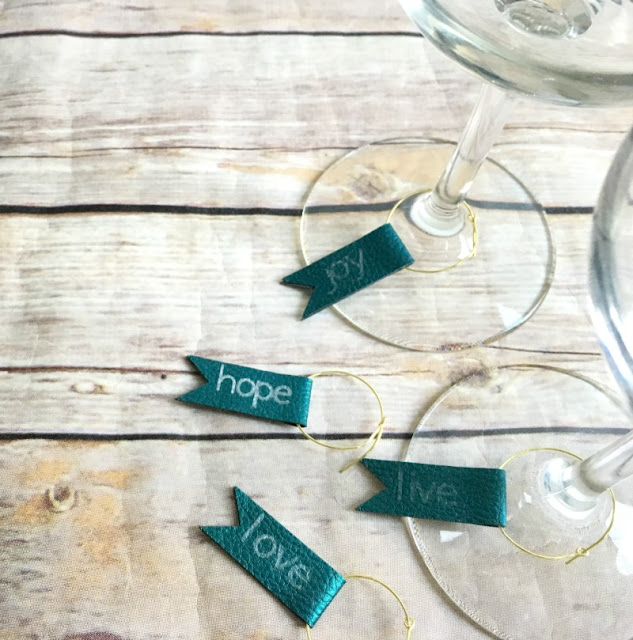 I am am using the Knife Blade and Metallic Pen in my Cricut Maker to make custom wine glass charms, perfect for Valentine's Day or for a hostess gift.