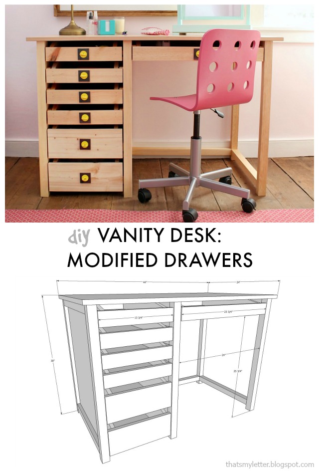 That's My Letter DIY Vanity Desk with Deep Drawers