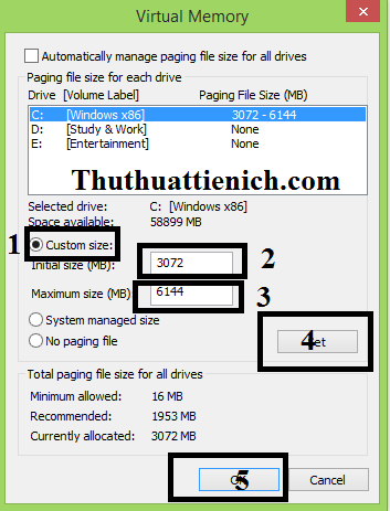 xử lý lỗi Your computer is low on memory