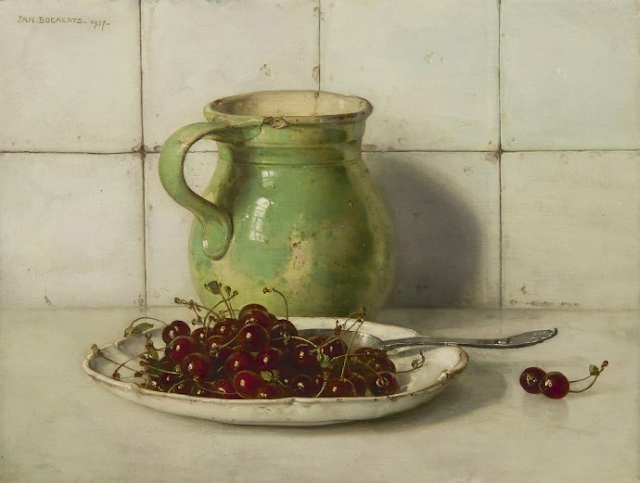 Jan Bogaerts - 'Still Life with Cherries and a stoneware jug' - 1937