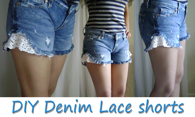 Ariana's Closet: DIY: Denim Lace Shorts