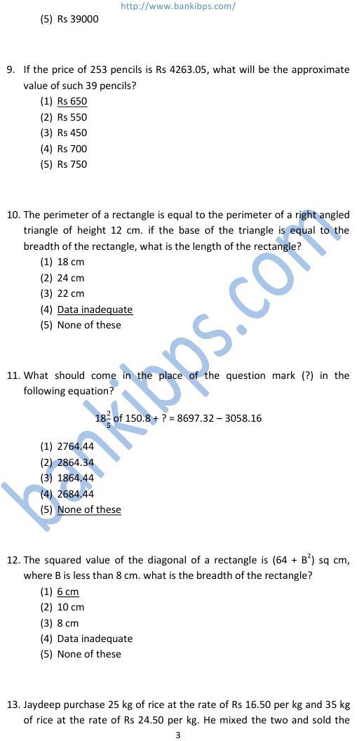 Bank Aptitude Test Papers