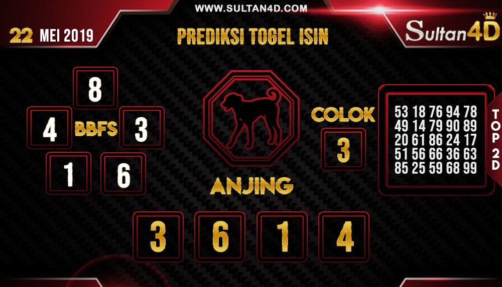PREDIKSI TOGEL ISIN SULTAN4D 22 MEI 2019