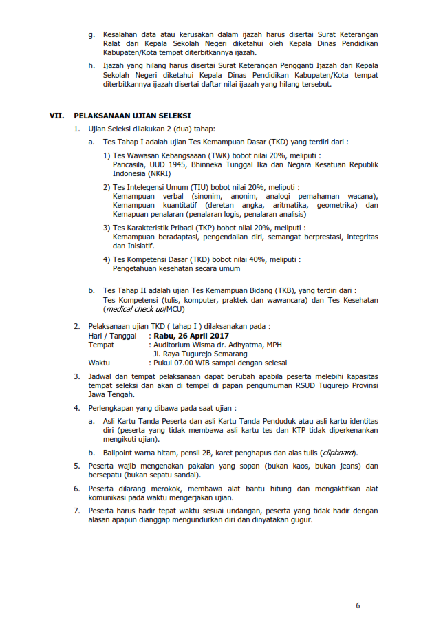 Lowongan Kerja RSUD Tugurejo Semarang Jawa Tengah