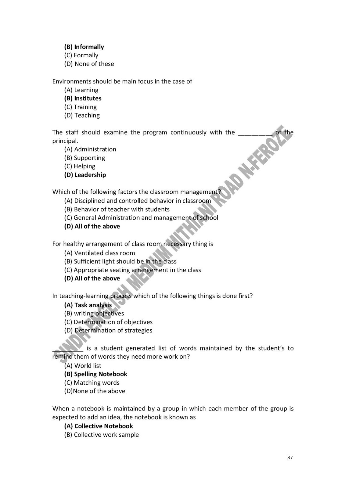 KNOWLEDGE FOR ALL MCQs FOR EARLY CHILDHOOD EDUCATION TEST ECT THROUGH IBA SUKKUR, NTS AND