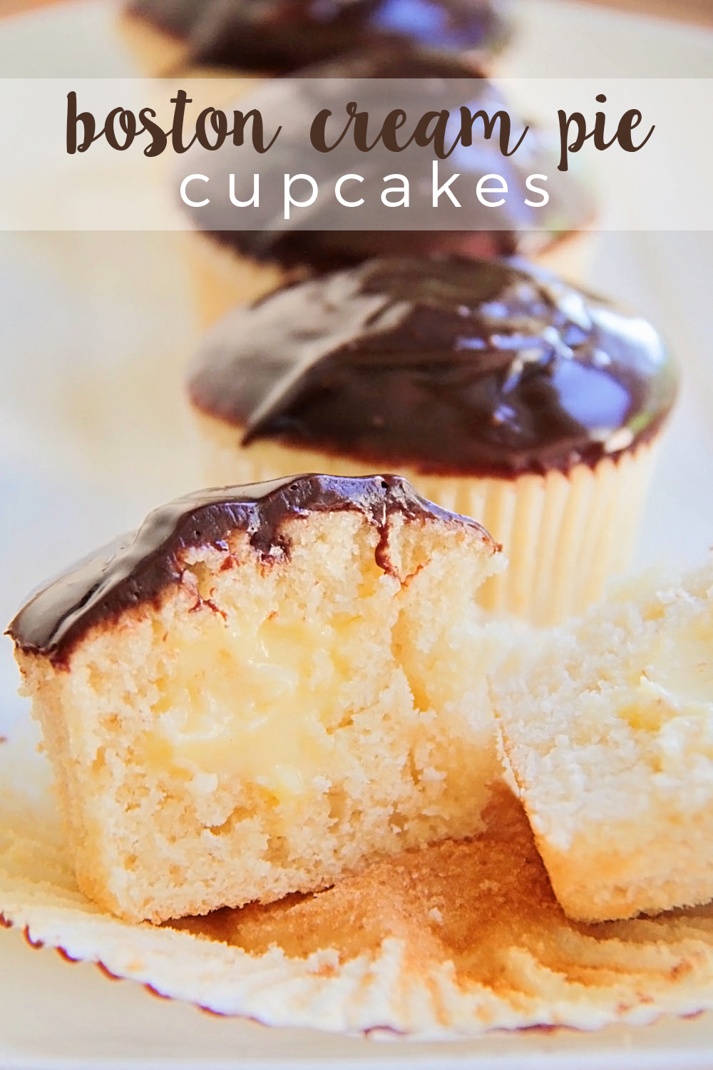 These luscious and delicious Boston cream pie cupcakes are so fun to make, and gorgeous too!