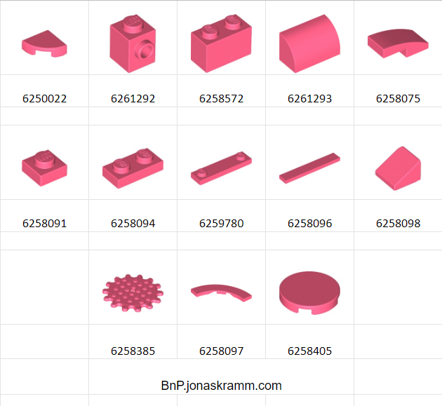 list of all lego bricks