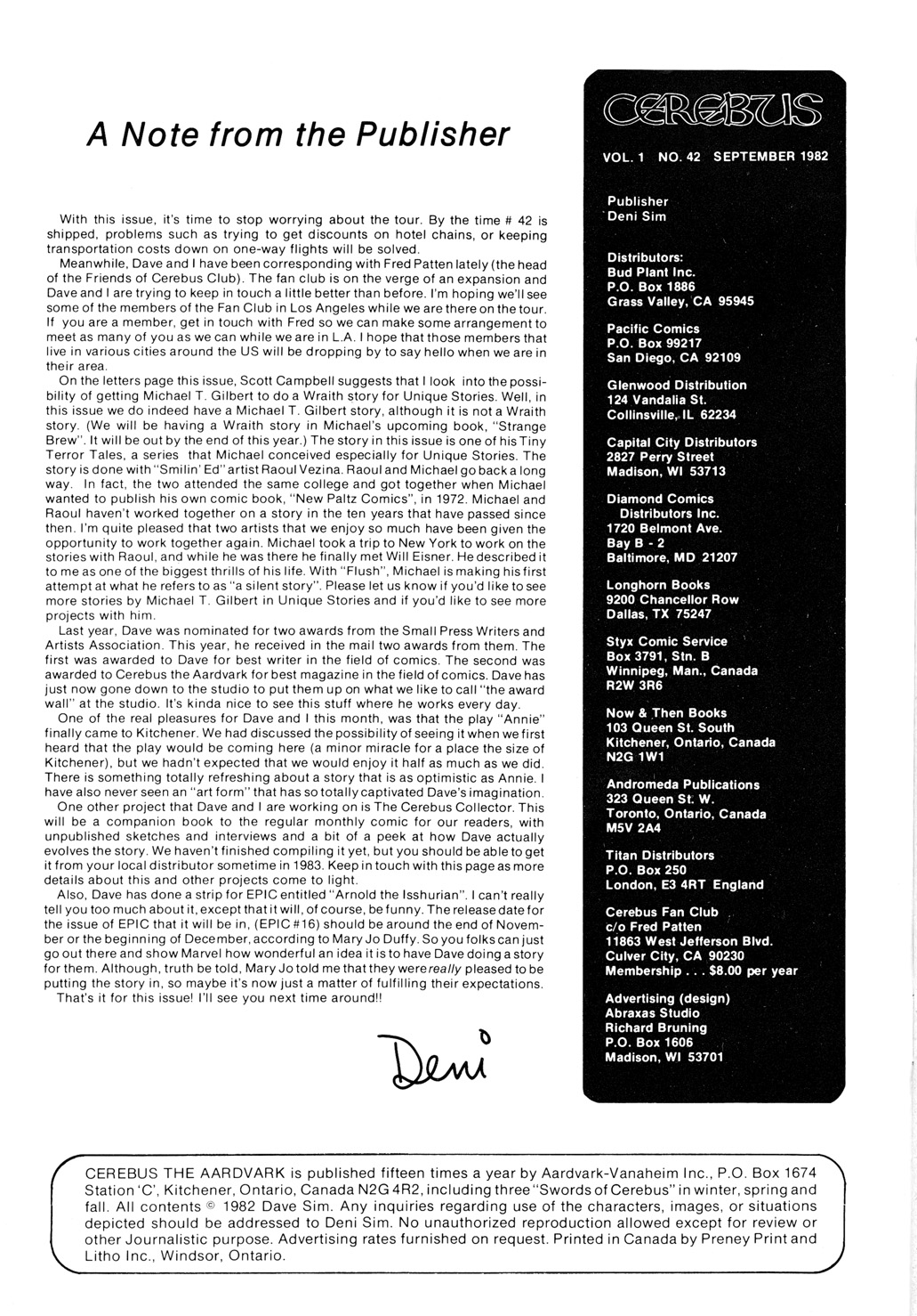 Read online Cerebus comic -  Issue #42 - 2