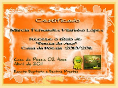 Certificado - Casa da Poesia - Poeta do Ano - 2010/2011