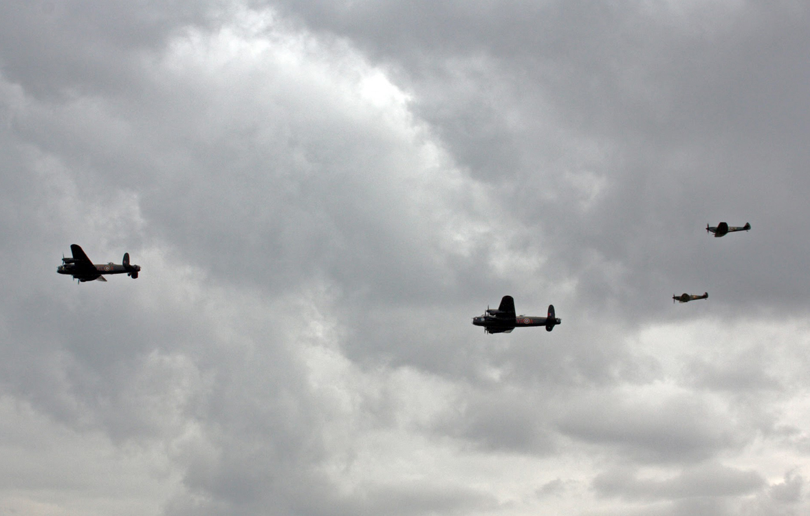Duxford Airshow September 14th 2014 - AVRO Lancaster Bombers and Spitfire Escort