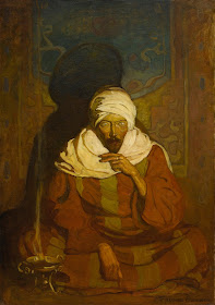 N.C. Wyeth cover painting titled "A Hindu Mystic (Seated Arab) (sic)" from Sotheby's catalog