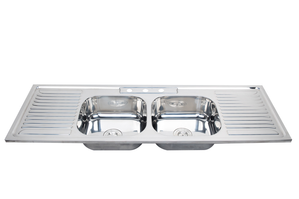 Stainless Steel Kitchen Sink Manufacturer 1 5meter Double Bowls One 1 5meter Double Bowls One Piece Finished Stainless Steel Topmount Sink Kitchen 15050d