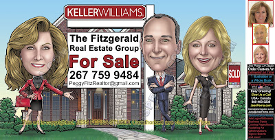 KW Group Business Card House Sign Caricatures