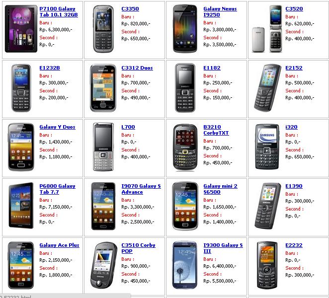  Daftar Harga HP Samsung  Baru dan Bekas Februari 2013 
