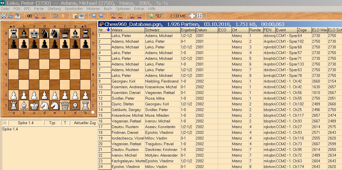 🍒Chess2018 Chess960Database 1926 Partien in 