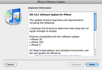 iOS 4.0.1 Firmware Update for iPhone available for download