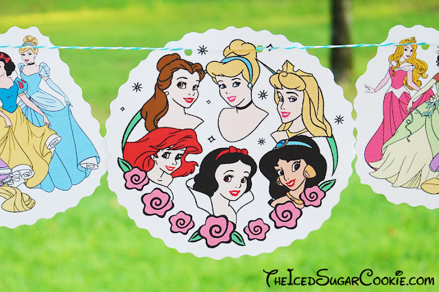 Disney Princesses Birthday Party DIY Banner Idea-The Little Mermaid Ariel, Sleeping Beauty Aurora, Cinderella, Snow White, Beauty And The Beast Belle,The Princess And The Frog, Aladdin Jasmine