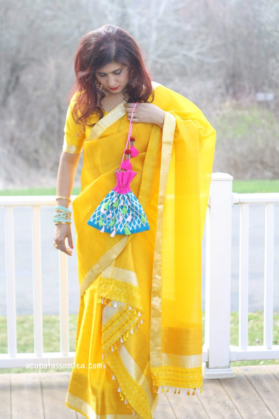 Bihu Outfit of the day vibrant mekhela chadar