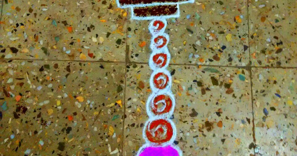 TELUGU WEB WORLD BEAUTIFUL LAMP STAND KOLAM ART