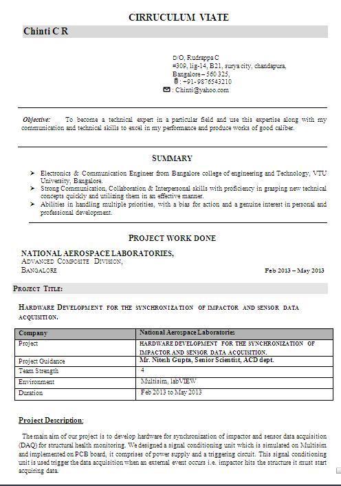 Resume Format Word File