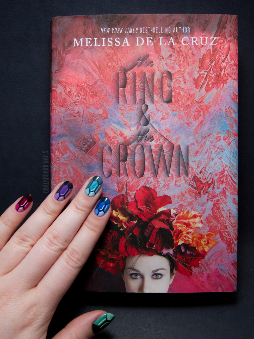 TUTORIAL Precious Gems Nail Art Inspired by The Ring and The Crown Chalkboard Nails Phoenix