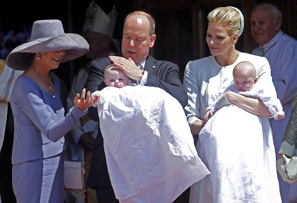 Prince Albert II of Monaco, Princess Gabriella of Monaco, Prince Jacques of Monaco and Princess Charlene of Monaco attend The Baptism Of The Princely Children