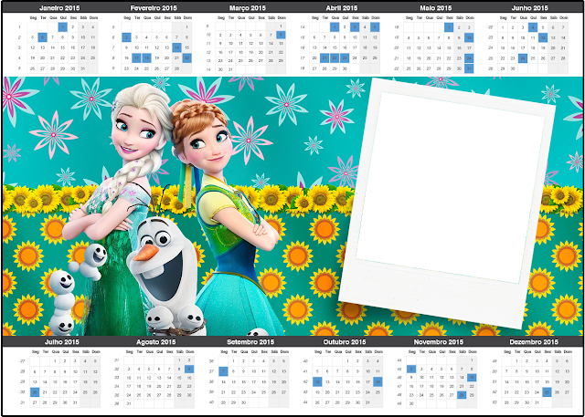  Frozen Fever Party Free Printable Calendar 2015.