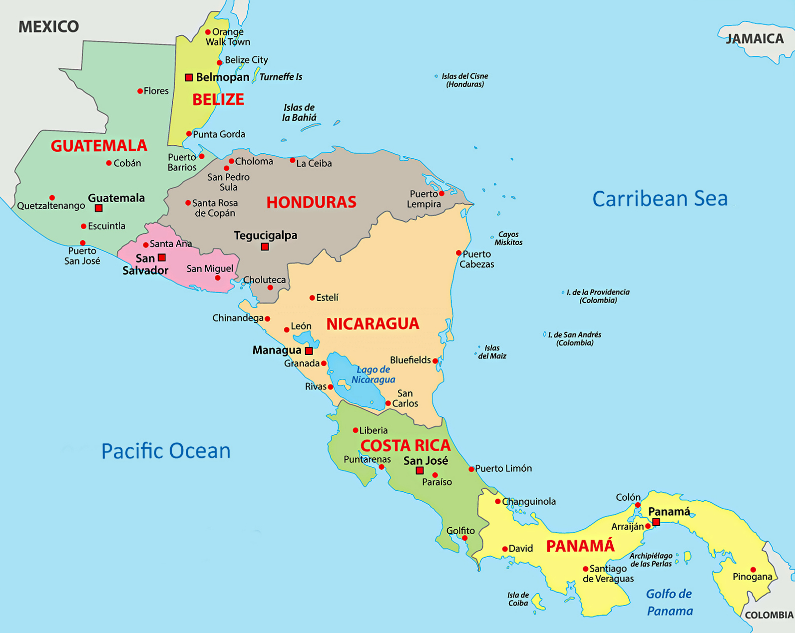 it s bordered by the pacific ocean and the caribbean sea with panama to the south and nicaragua to the north it s a short direct 3 1 2 hour flight from it s bordered by the pacific ocean and the caribbean sea with panama to the south and nicaragua to the north it s a short direct 3 1 2 hour flight from