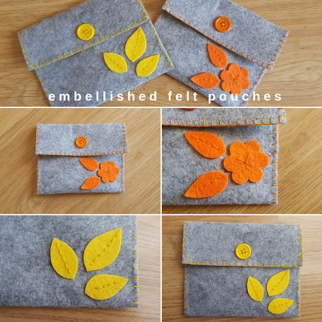 Embellished felt pouches Embellished felt pouches
