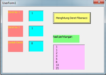Sentosa Irawan: Menghitung Deret Fibonacci Dengan Visual Basic Editor