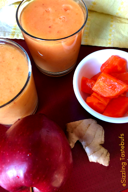 Sizzling Tastebuds: Sugarfree Papaya Apple Ginger Smoothie | Vegan and ...