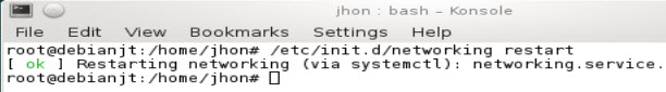cara dan hasil restart networking