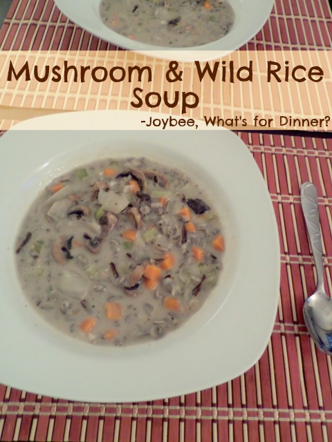 Mushroom and Wild Rice Soup:  A creamy, meatless, soup with mushrooms and wild rice.  It's warm comfort food for a cold night.