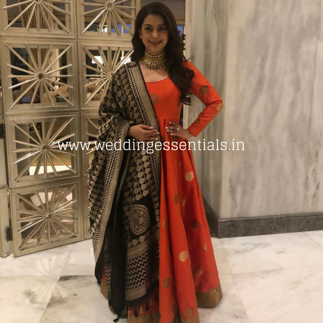 black anarkali with banarasi dupatta