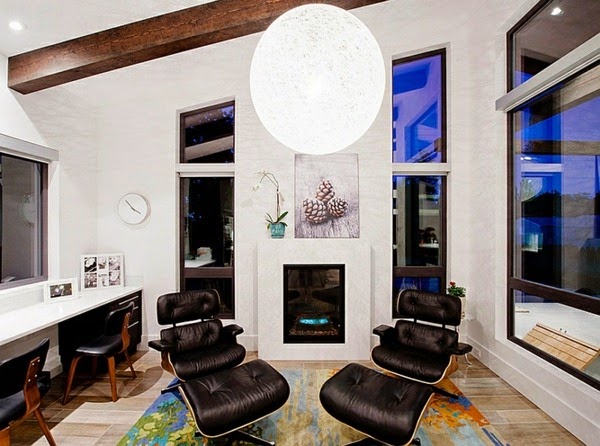 Large pendant lights in the dining room