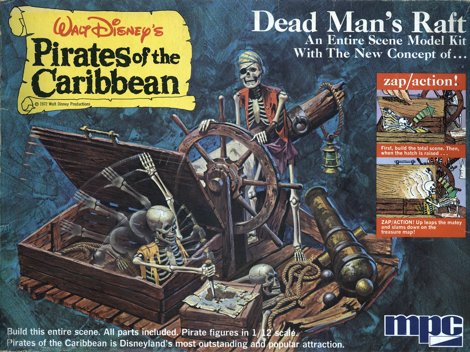 1973 VINTAGE COMIC 2PG PRINT AD FOR MPC DISNEY PIRATES OF THE CARIBBEAN MODELS 