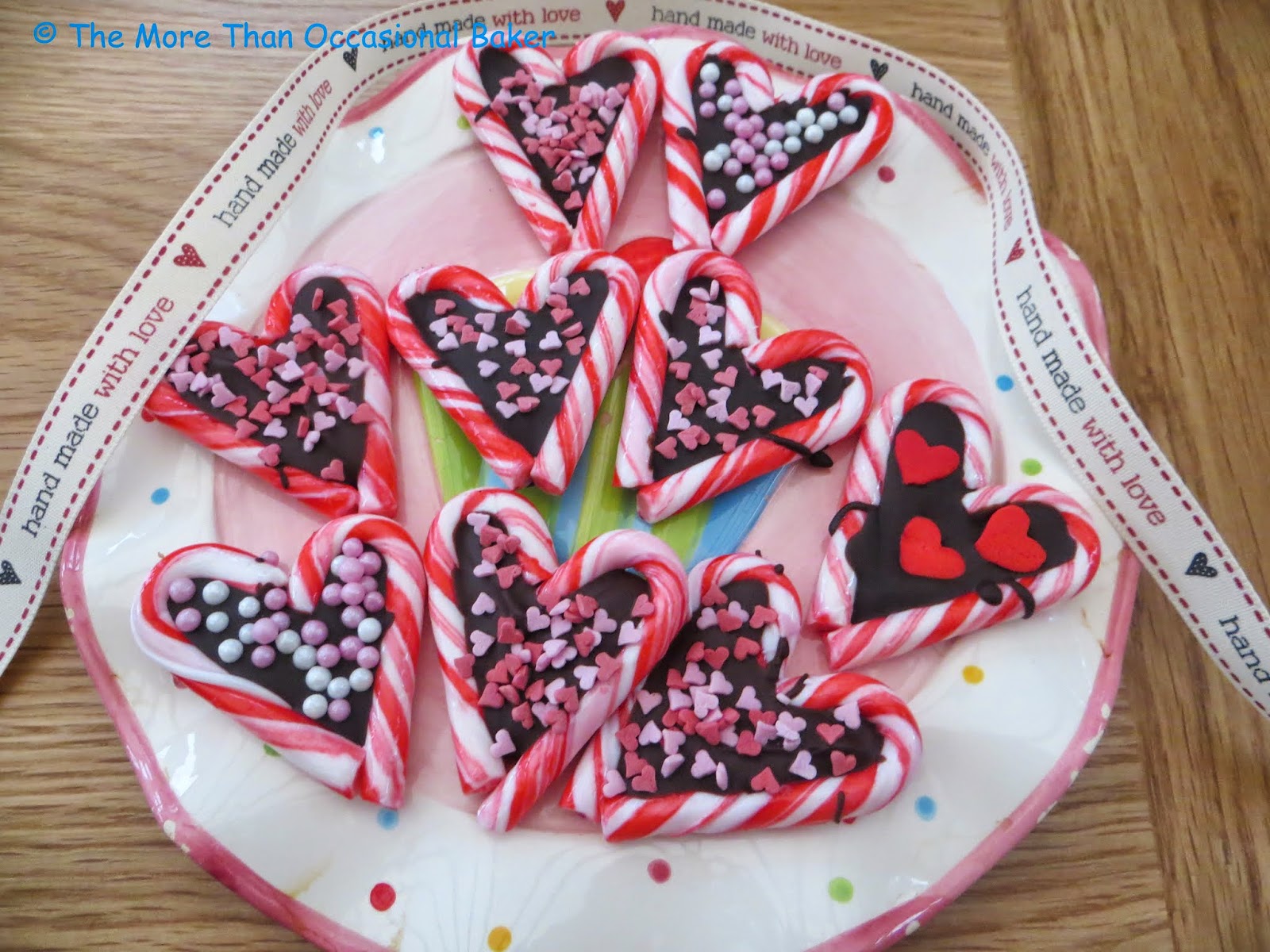 The more than occasional baker Valentine Candy Cane Chocolate Hearts