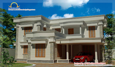 Duplex Square House Elevation - 194 square meter (2090 Sq.Ft) - January 2012