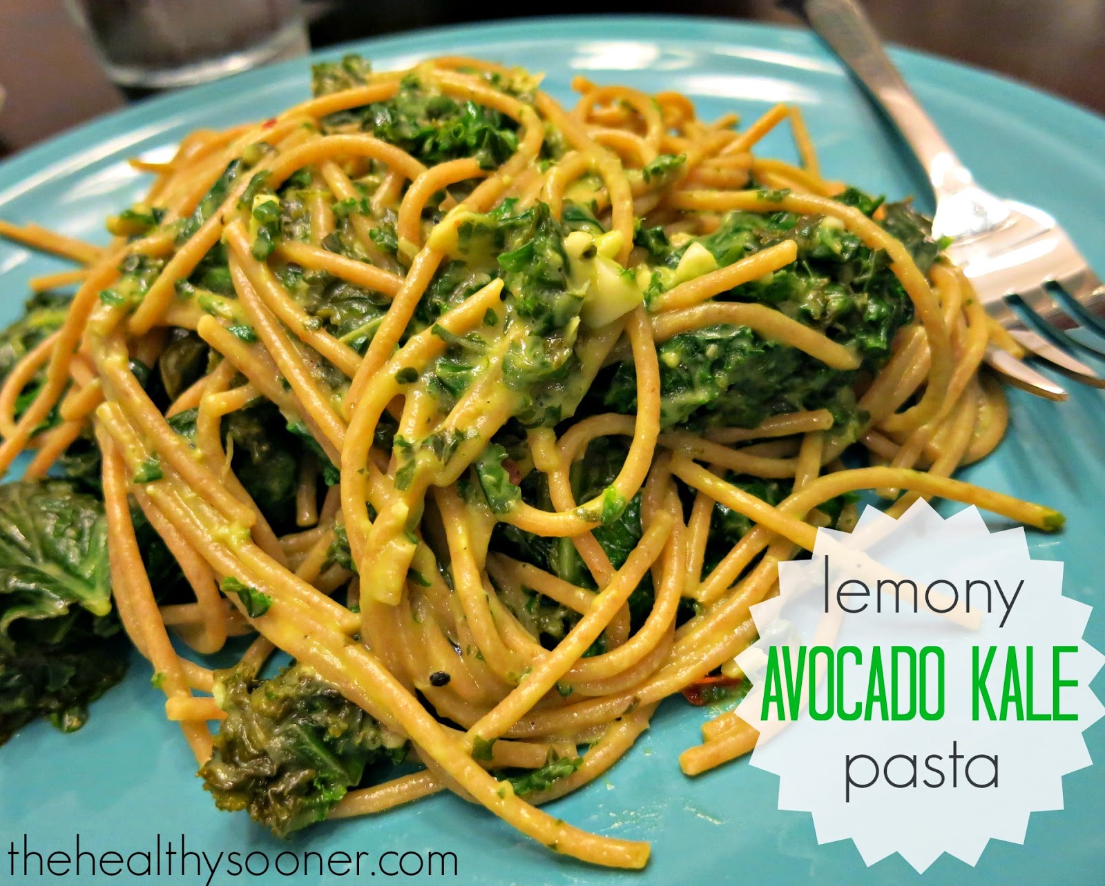 The Healthy Sooner Creamy Avocado Kale Pasta