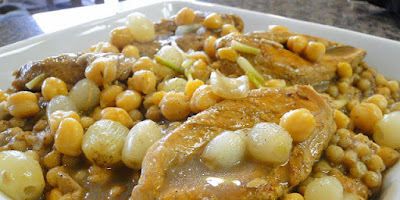 Moughrabiyeh / Spiced Lebanese Couscous with Chicken, Lamb