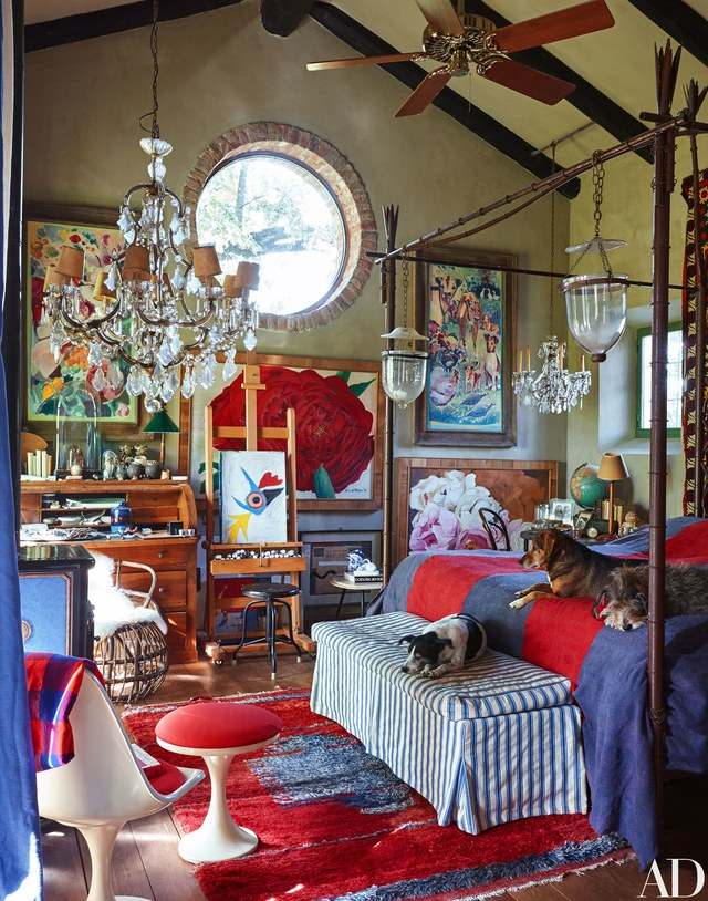 Tour all-season garden inside (& out) a boho farmhouse in Italy - master bedroom Oberto Gili on Architectural Digest. www.bohohome.com @bohosusan