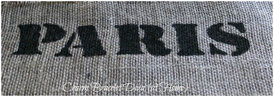 French stencilled Paris burlap table runner 