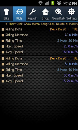 bike ride mile tracker