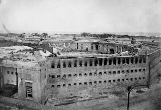 A black and white image of Fort Morgan, Gulf Shores, Alabama